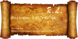 Rozinger Lóránt névjegykártya